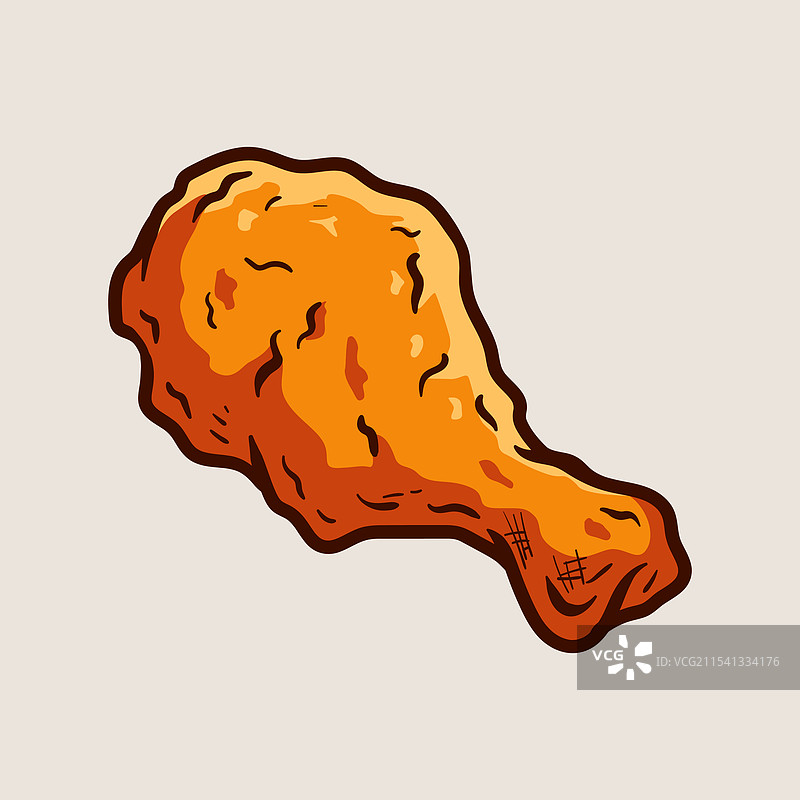 炸鸡腿孤立的彩色绘图图片素材