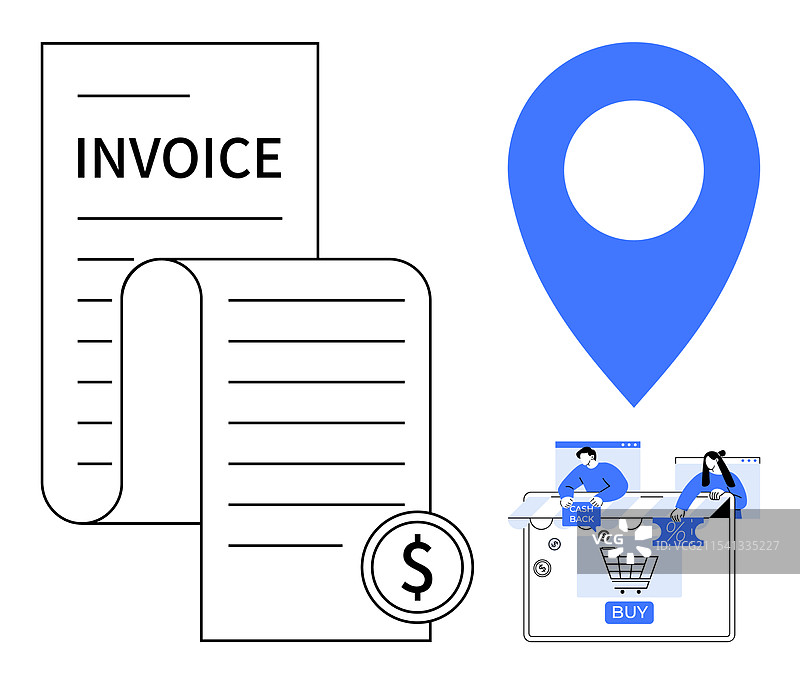 在线购物的数字商务与发票图片素材