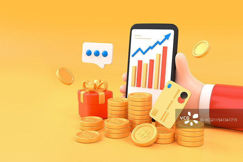 3D手持手机金融投资图片素材