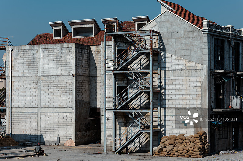 电影片场搭建中摄于上海松江图片素材