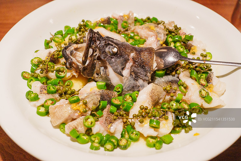 川式美食特写：麻辣青椒鱼图片素材