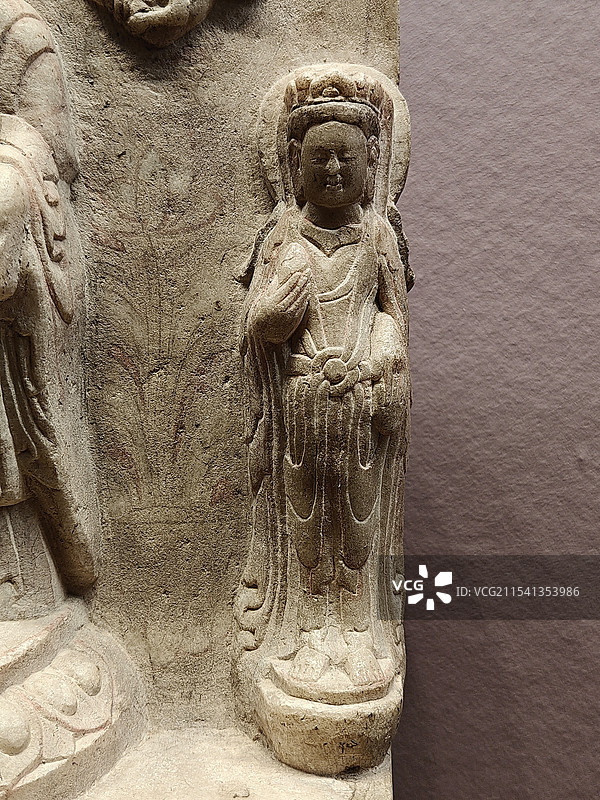 张道明夫妻造阿弥陀佛立像 东魏 河北博物院藏 中国国家博物馆展览 曲阳石雕图片素材