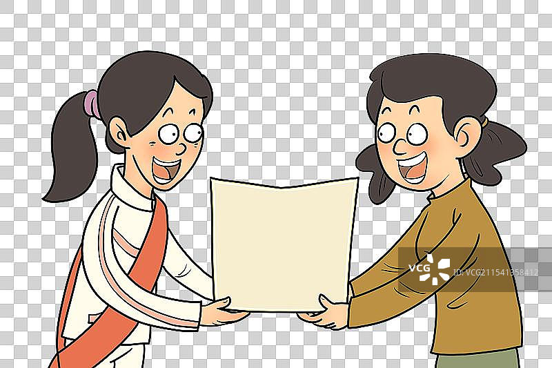 三八红旗手授奖仪式卡通漫画人物元素图片素材