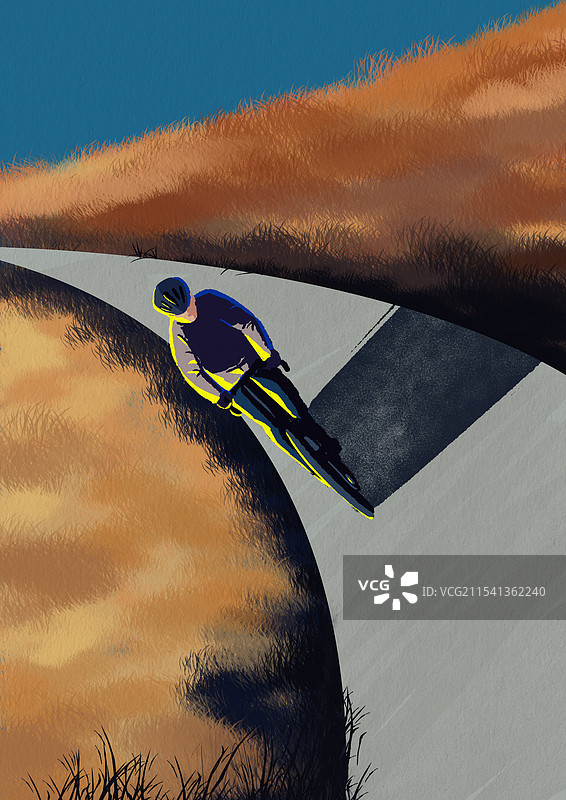 城市都市户外公园花园年轻人青年生活方式骑车自行车脚踏车户外田间小路乡村风景插画图片素材