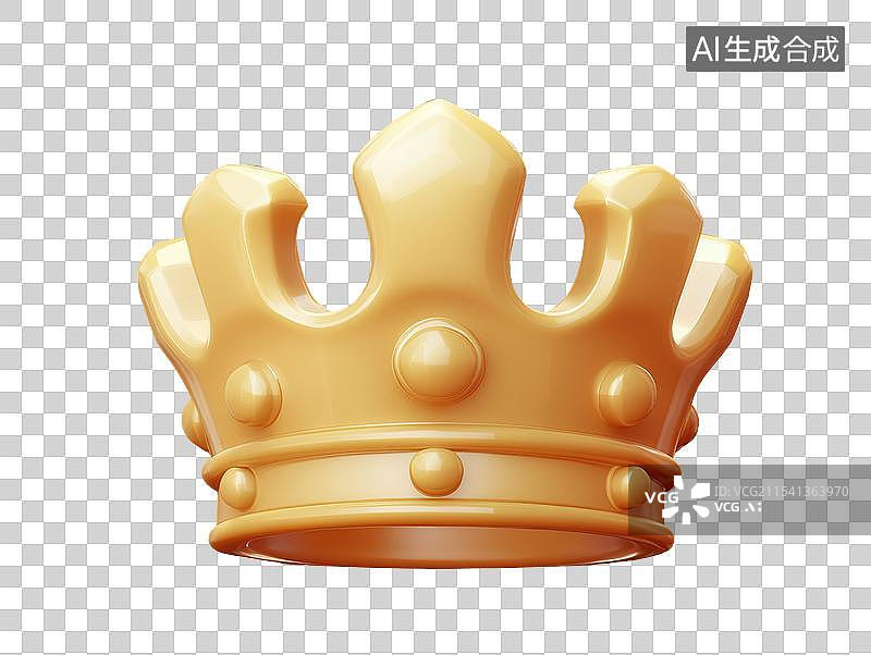 【AI数字艺术】3D渲染免抠卡通立体质感金色可爱皇冠图片素材