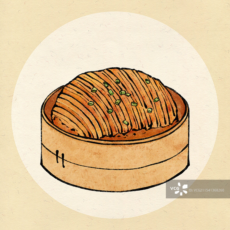 国风南昌美食插画-粉蒸肉图片素材