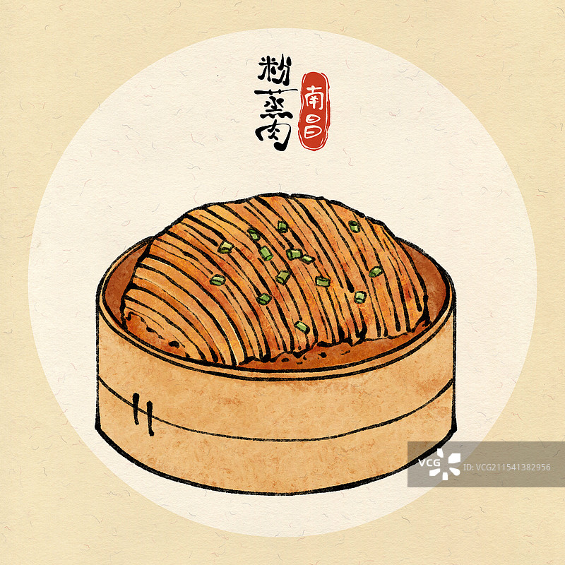 国风南昌美食插画-粉蒸肉图片素材