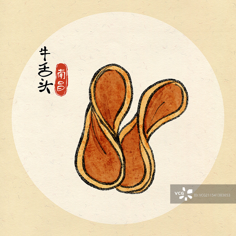 国风南昌美食插画-牛舌头图片素材