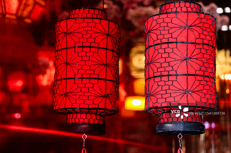 北京工艺美术馆春节主题展览里的大红灯笼图片素材
