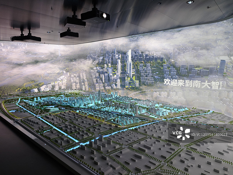 上海南北转型重点区域：宝山南大智慧城 城市规划展示馆 南大地区城市规划沙盘 南大数智中心产业园区图片素材