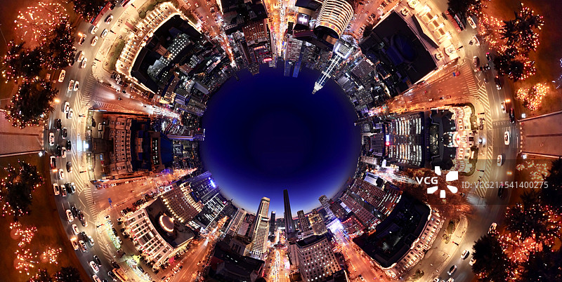 大连中山广场冬天日落蓝调时刻图片素材