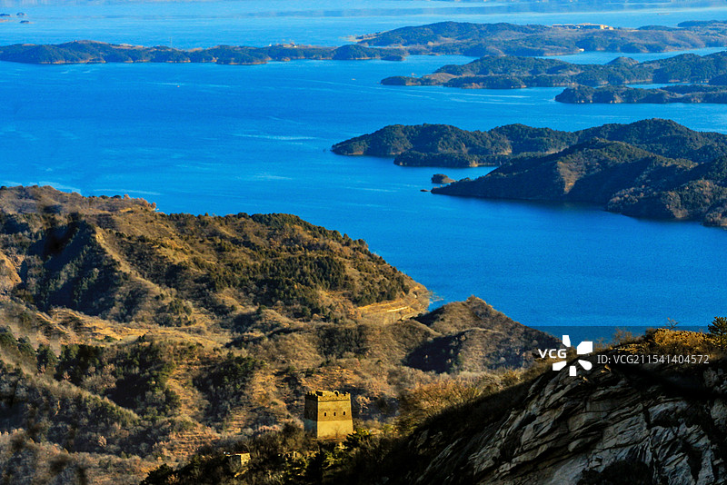 北京密云水库与长城遗址图片素材