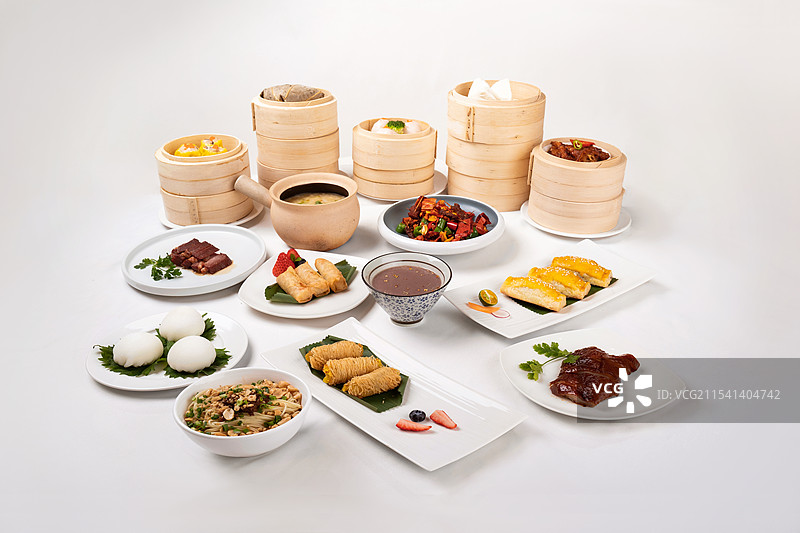 中餐川菜，粤式点心，西式沙拉图片素材