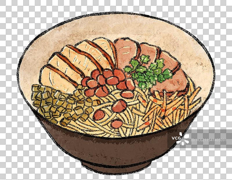 广西桂林美食国风插画-桂林米粉图片素材