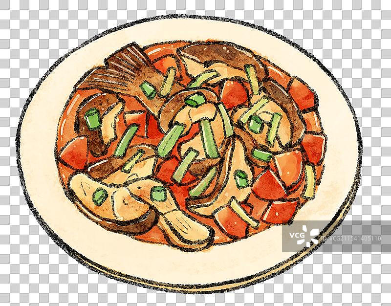 广西桂林美食国风插画-阳朔啤酒鱼图片素材