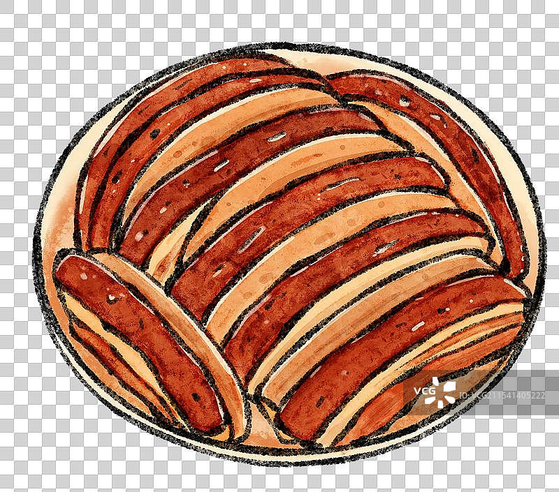 广西桂林美食国风插画-荔浦香芋扣肉图片素材