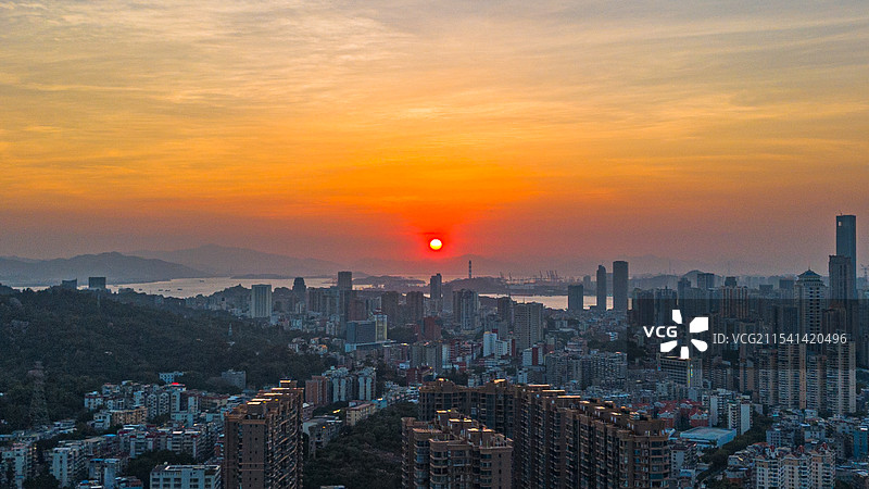 厦门城市晚霞图片素材