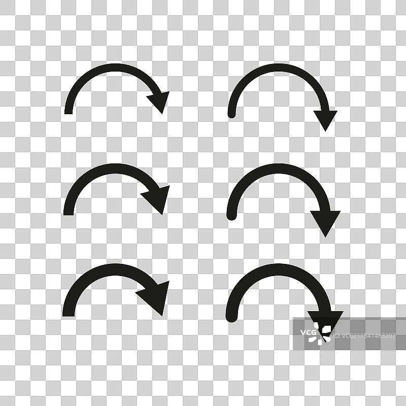 圆形箭头图标旋转符号集曲线图片素材