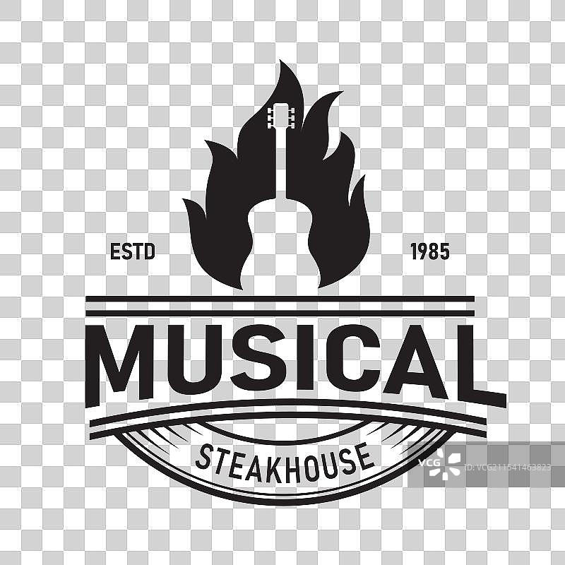 吉他乐器与火焰图片素材