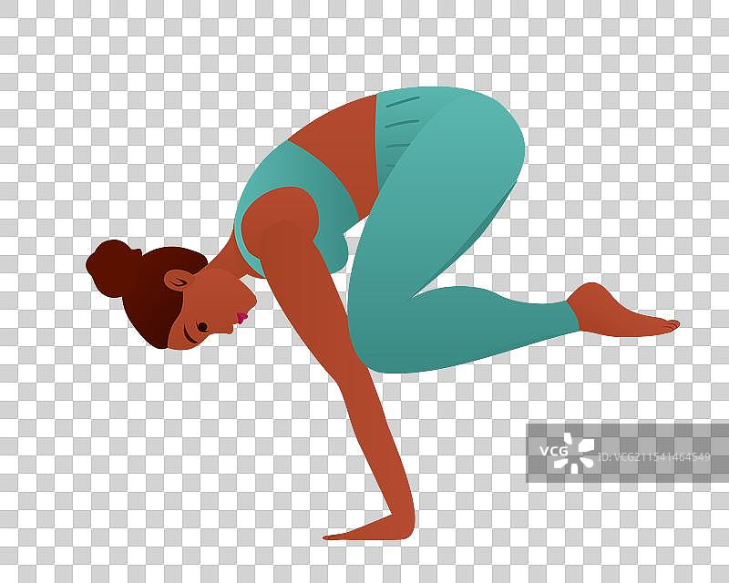 美丽女孩练习乌鸦式（Kakasana）图片素材