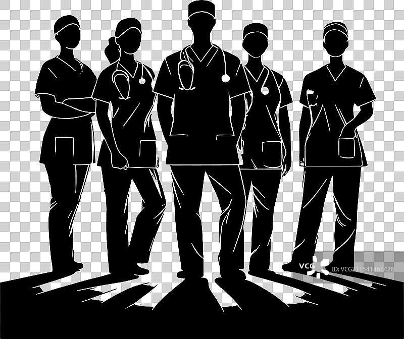 医疗专业团队的剪影图片素材