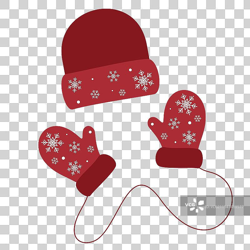 圣诞老人红色帽子和手套图片素材