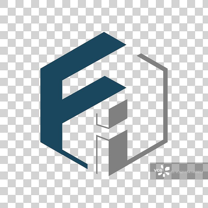 六边形字母F的线条logo设计图片素材