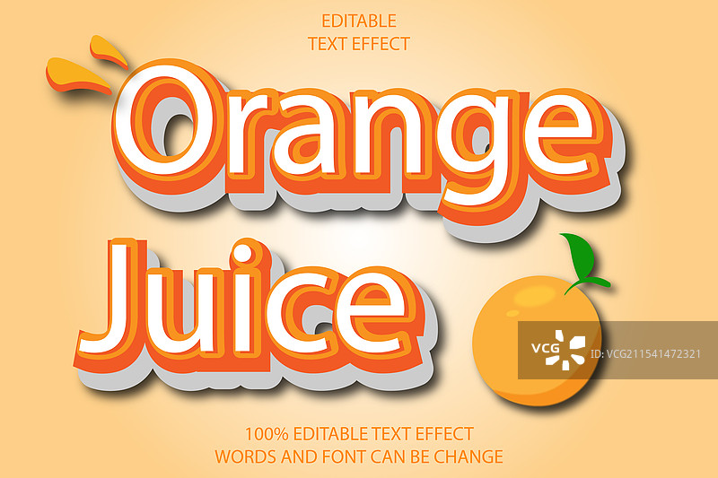 橙汁可编辑文本效果 3D 凸起效果图片素材