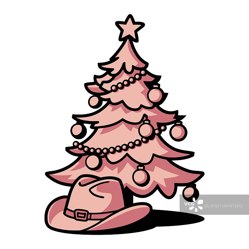 节日树下的粉色牛仔帽图片素材