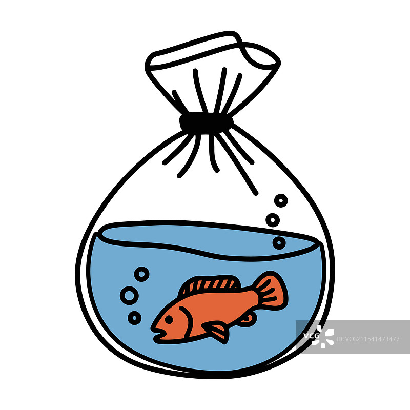 装满水的塑料袋里的橙色鱼图片素材