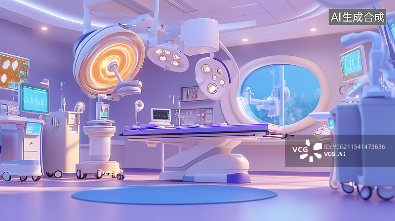 【AI数字艺术】3D现代化手术室全景图片素材