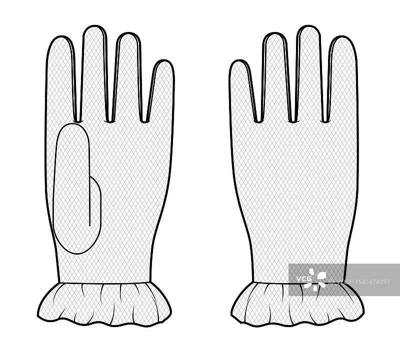 蕾丝褶边手套，腕长，时尚手部配饰图片素材