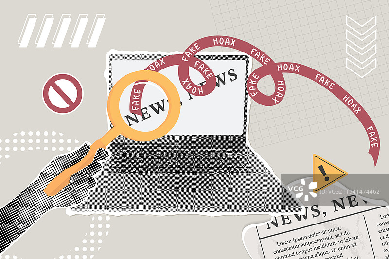 时尚的半色调拼贴概念，关于虚假网站图片素材