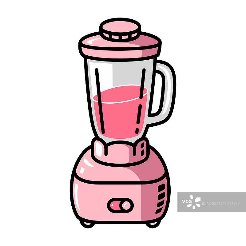 卡通风格的粉色搅拌机，里面装着果昔图片素材