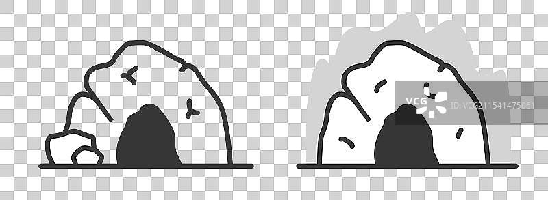 岩洞图标简单线条图形集图片素材