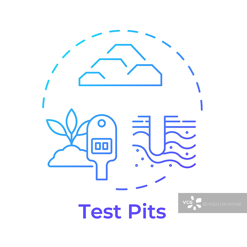 测试坑蓝色渐变概念图标图片素材
