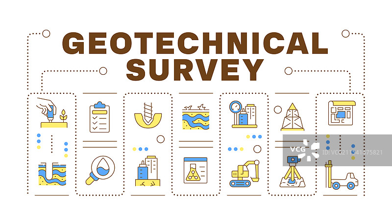 地质勘察词汇概念，孤立在白色背景上图片素材