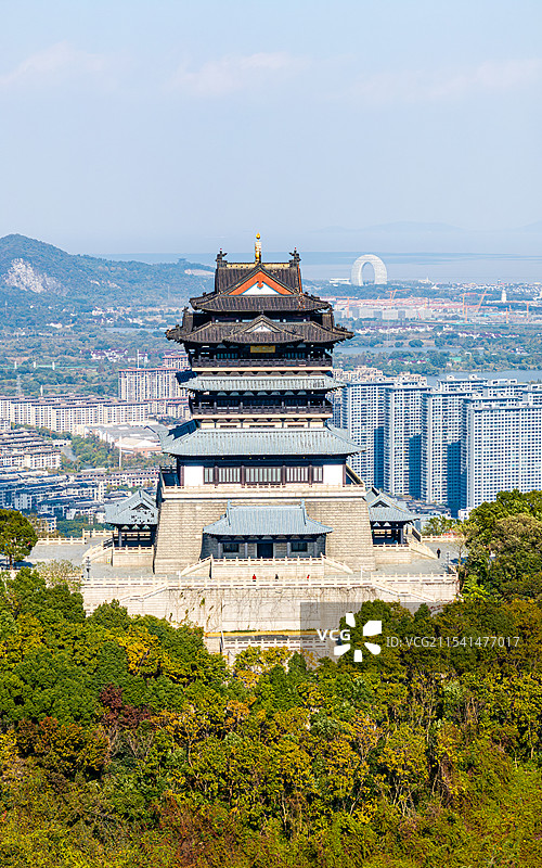 湖州，菰城景区航拍图片素材