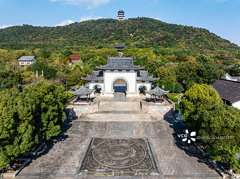湖州，菰城景区航拍图片素材