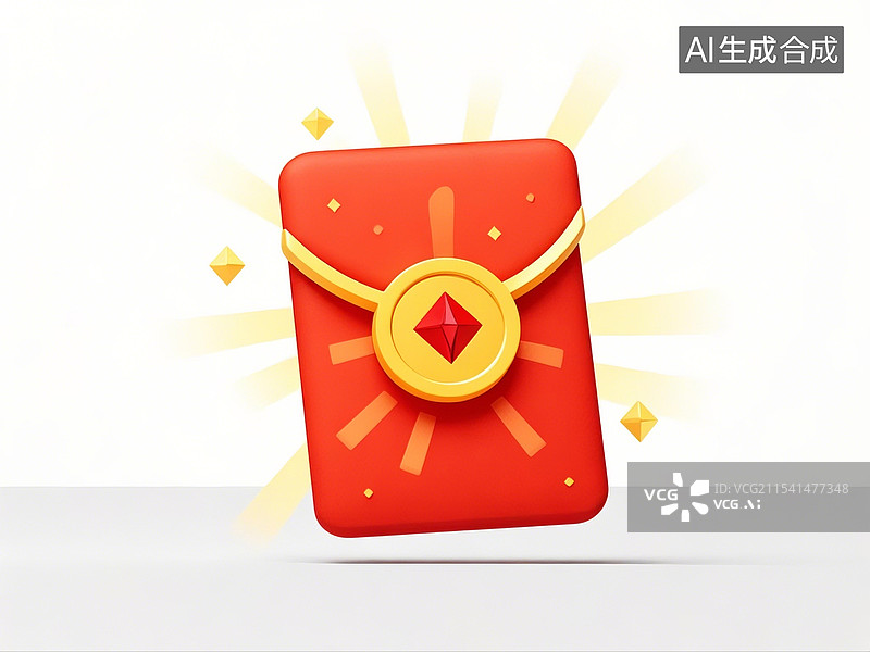 【AI数字艺术】中国新年卡通风格的红包3d图标图片素材