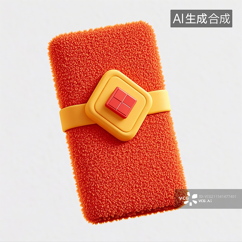 【AI数字艺术】可爱毛茸茸材质中国新年卡通风格的红色灯笼3d图标图片素材