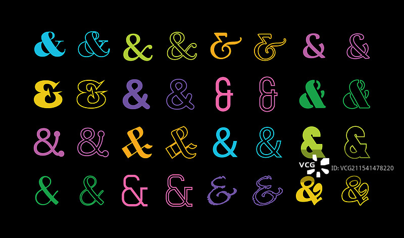 彩色剪影和线条的和符号图标集图片素材