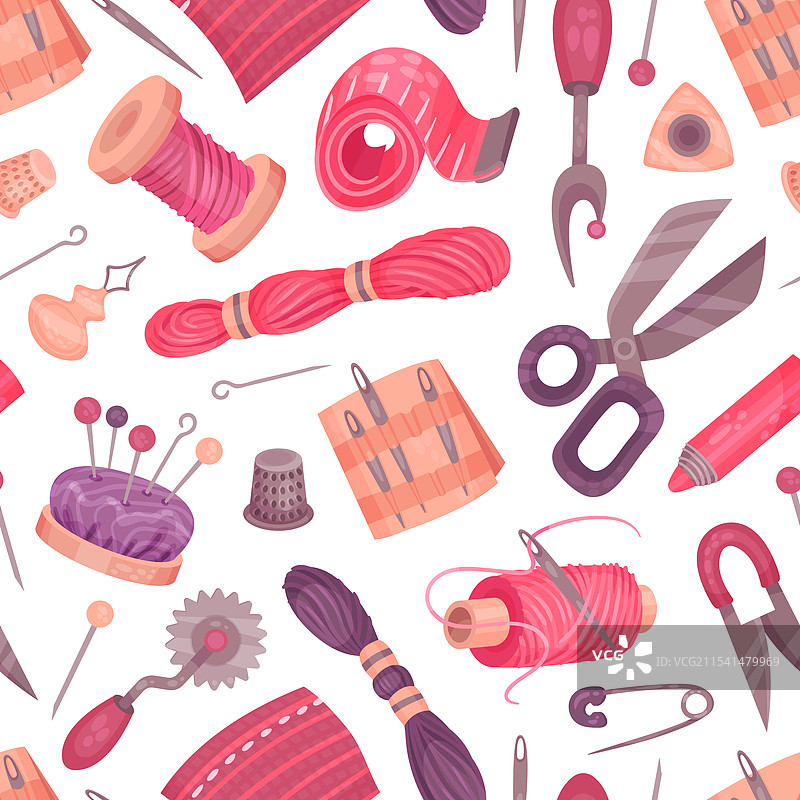 缝纫工具无缝图案设计图片素材