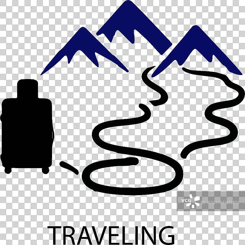 旅行箱与云朵和太阳图片素材