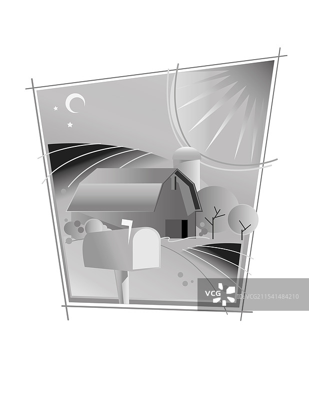 一个美丽宁静的农场场景图片素材