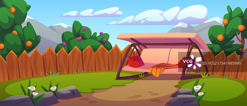 舒适的家庭后院花园场景图片素材