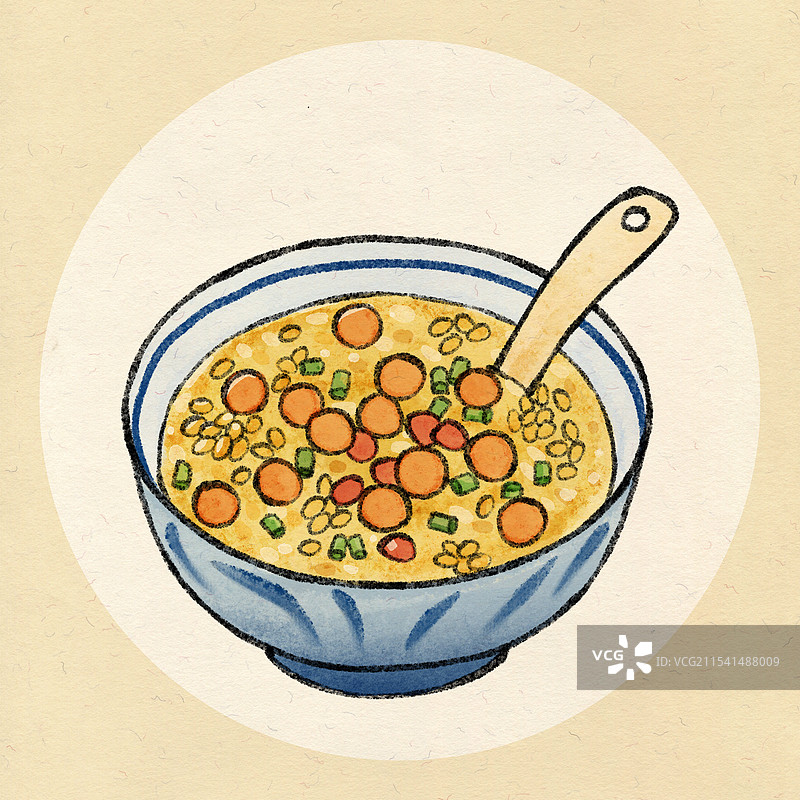 广西桂林美食国风插画-油茶图片素材