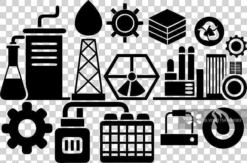 工业过程图标集与化学程序图片素材