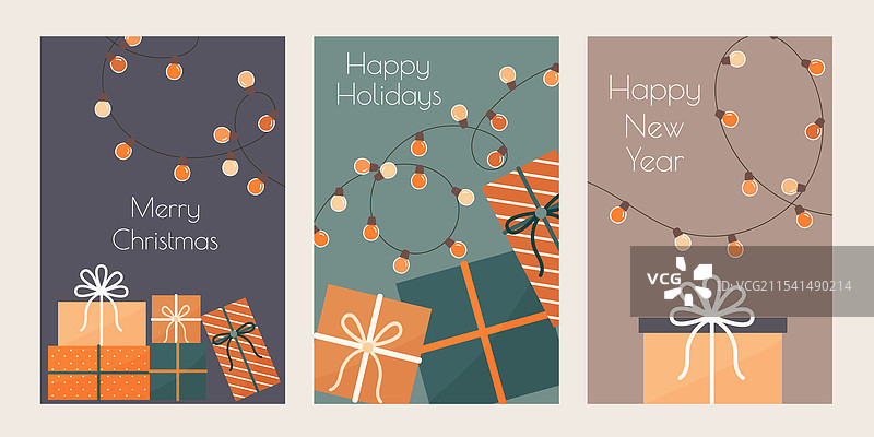 一套圣诞节和新年贺卡图片素材