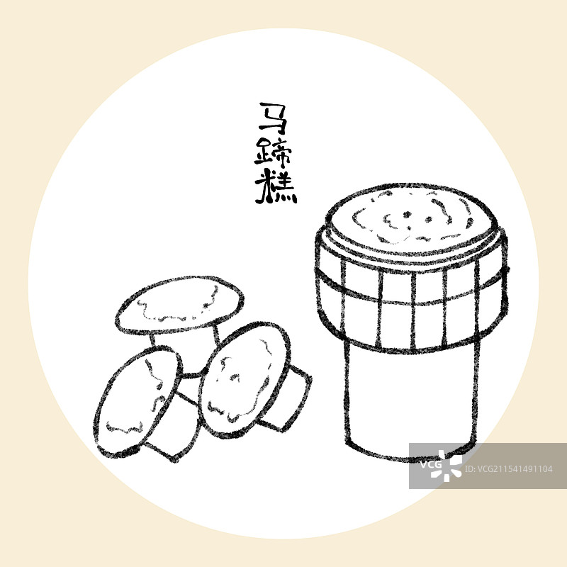 广西桂林美食国风插画-马蹄糕图片素材